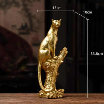 Decorbites™ Goldener Leopard-Harzskulptur - Handgefertigte Gepard-Dekoration