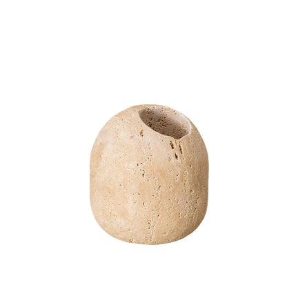 DecorBites™ Beige Travertine Match Holder - Vintage Marble Toothpick Holder & Home Decor