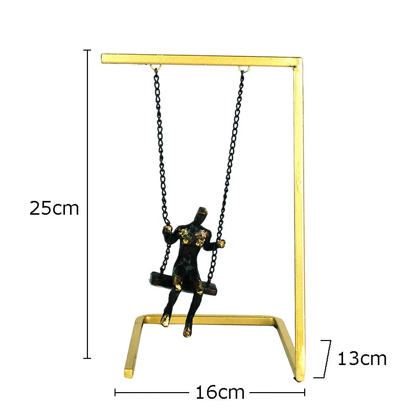 Decorbites™ Goldener Schaukel-Metallskulptur Schreibtisch-Dekoration - Moderne Heimdekoration