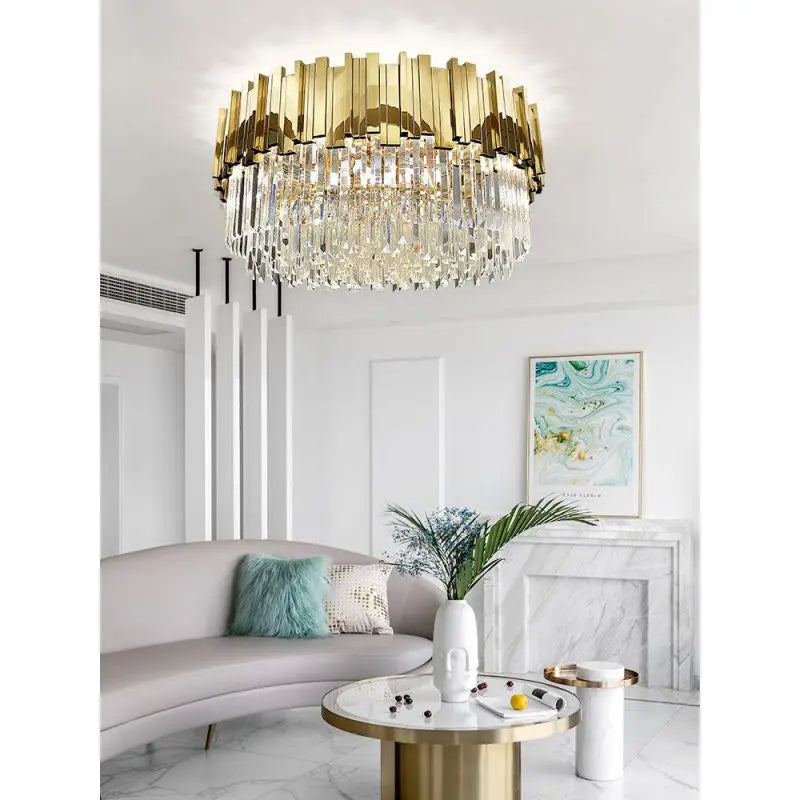 Decorbites™ Gold-Kristall-Deckenleuchte: Moderne LED-Beleuchtungseinrichtungen für luxuriöse Wohnzimmer.