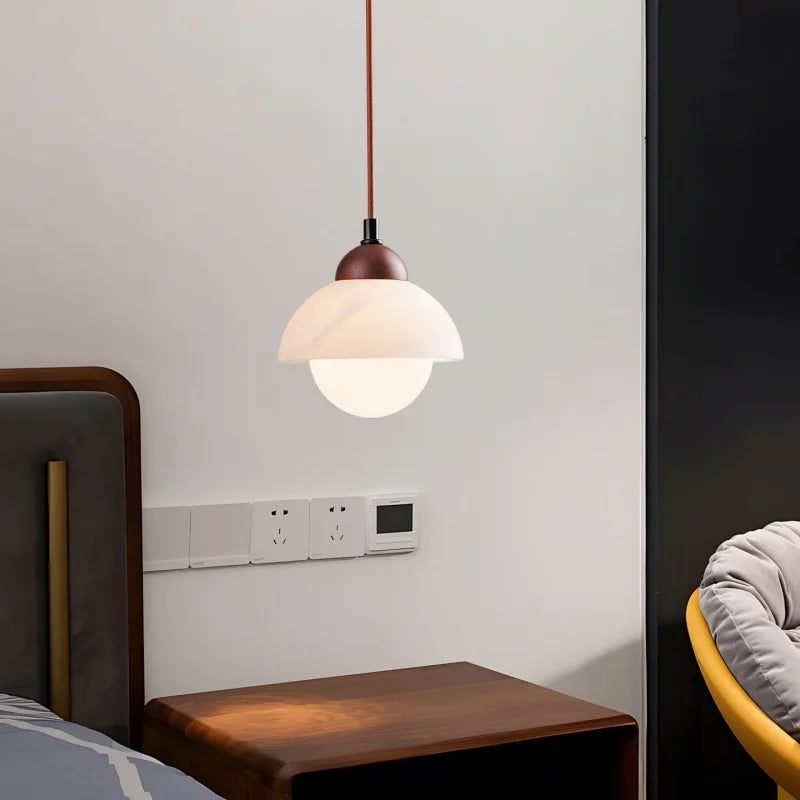DecorBites™ Cream Marble LED Pendant Light: Modern Nordic Hanging Lamp for Living, Bedroom, Kitchen