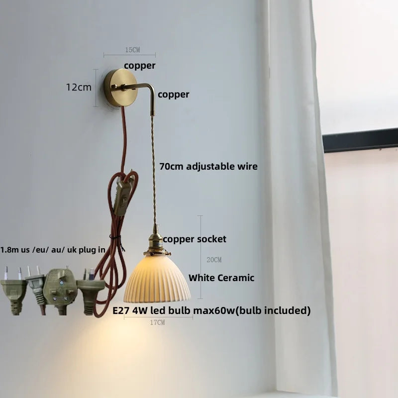 Decorbites™ verstellbare LED-Wandleuchte aus klarem Glas Kupfer Nachttischlampe