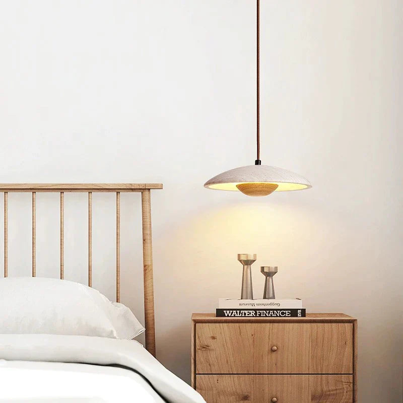 Decorbites™ Sahne Stein Holz Kronleuchter Anhängerlampe für das Schlafzimmer – Dänischer Stil Atmosphärische Beleuchtung