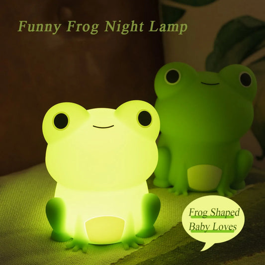 Decorbites™ Frosch-Nachtlicht: Weiches Silikon-Abblendbares Lampenlicht für Kinder, wiederaufladbar mit farbigem Licht