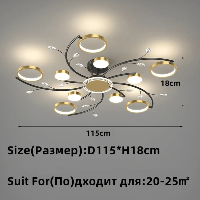 Gold Crystal LED Chandelier K9 12-Head