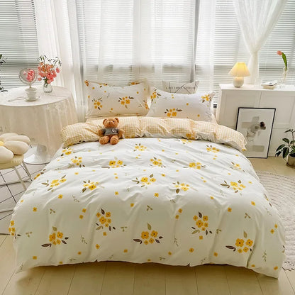 Decorbites™ Blumenmuster Baumwoll-Bettwäsche-Set King-Size, weiches und bequemes Bettbezug-Set