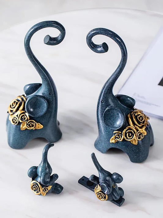 Decorbites™ Elefantenfamilie-Schaukelskulptur: Harz-Home-Deko & Geschenk