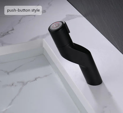 DecorBites™ Gold Basin Faucet: Single Handle Push-Button Mixer Tap for Bathroom, Brass Material