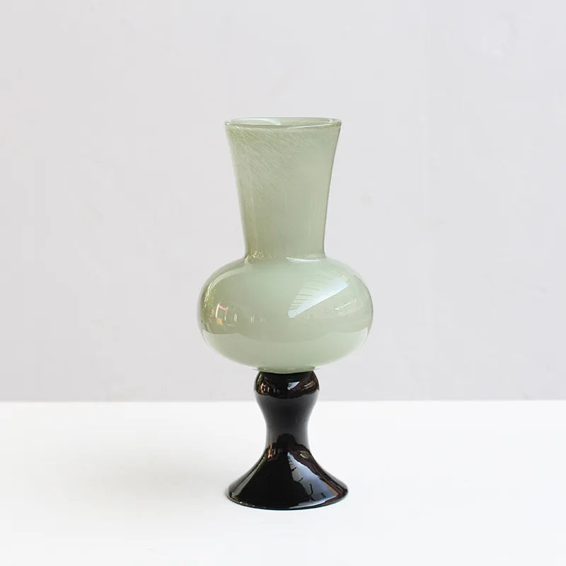 DecorBites™ Geometric Vintage Glass Vase for Home Decoration