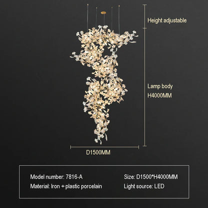 Decorbites™ Ginkgo Biloba Kronleuchter: Elegantes Duplex Wohnzimmer Hotel-Lobby-Pendant-Licht