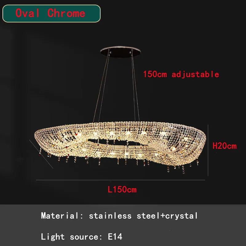 Decorbites™ Kristall-Oval-Lüster mit LED-Lichtern für moderne Luxus-Wohnräume