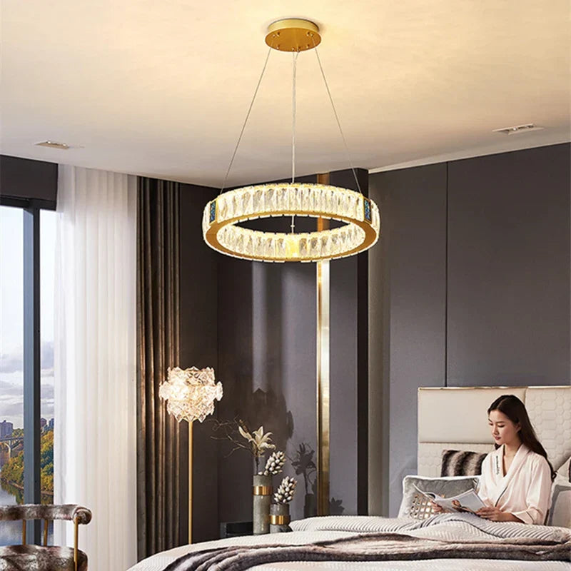 DecorBites™ Crystal LED Chandelier for Kitchen Dining Room Duplex Villa Lighting Fixtures