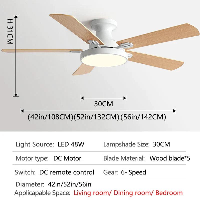 Decorbites™ 56" Niedrigboden-Deckenventilator mit Licht | Innenwohnzimmer-Leuchter | Modernes Design