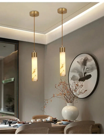 Decorbites™ Kupfer-LED-Hängeleuchte: Moderne Marmor-Einzelkopf für Schlafzimmer, Restaurant und Korridor