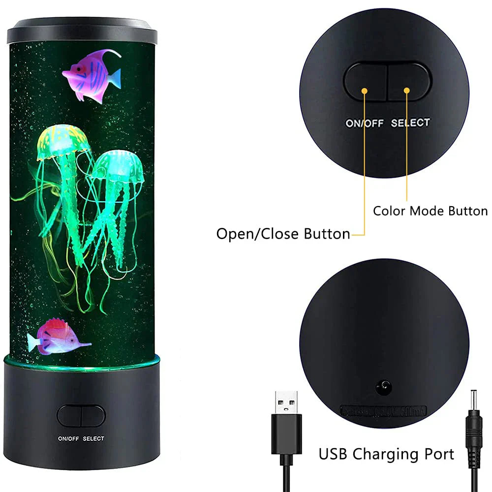 Decorbites™ Qualle-Lampe: Fernbedienung LED-Nachtlicht, farbwechselnde Aquarien-Dekoration, USB-Ladung