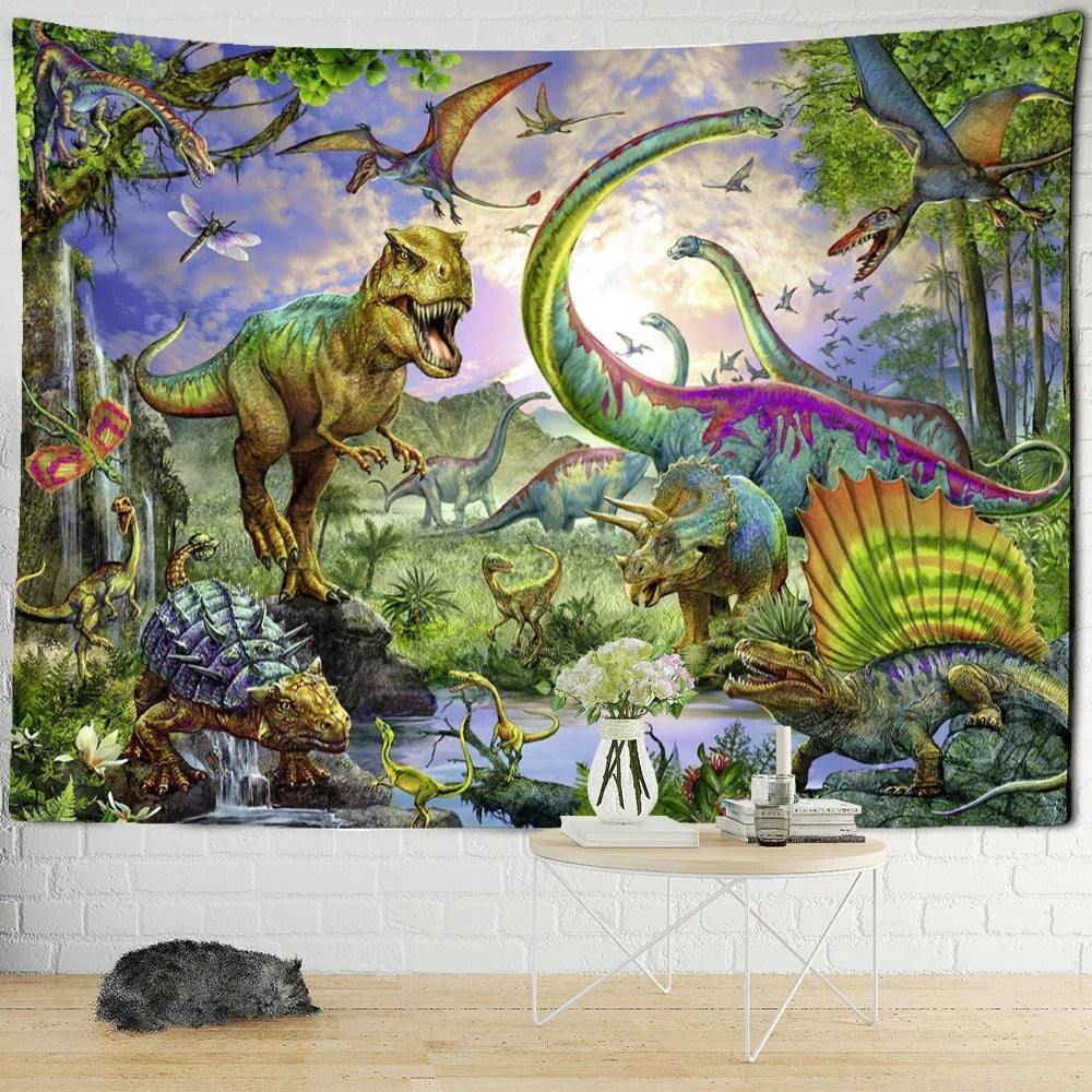 DecorBites™ Dinosaur Age Tapestry Wall Hanging Abstract Art Animal Psychedelic Mystery Tapiz