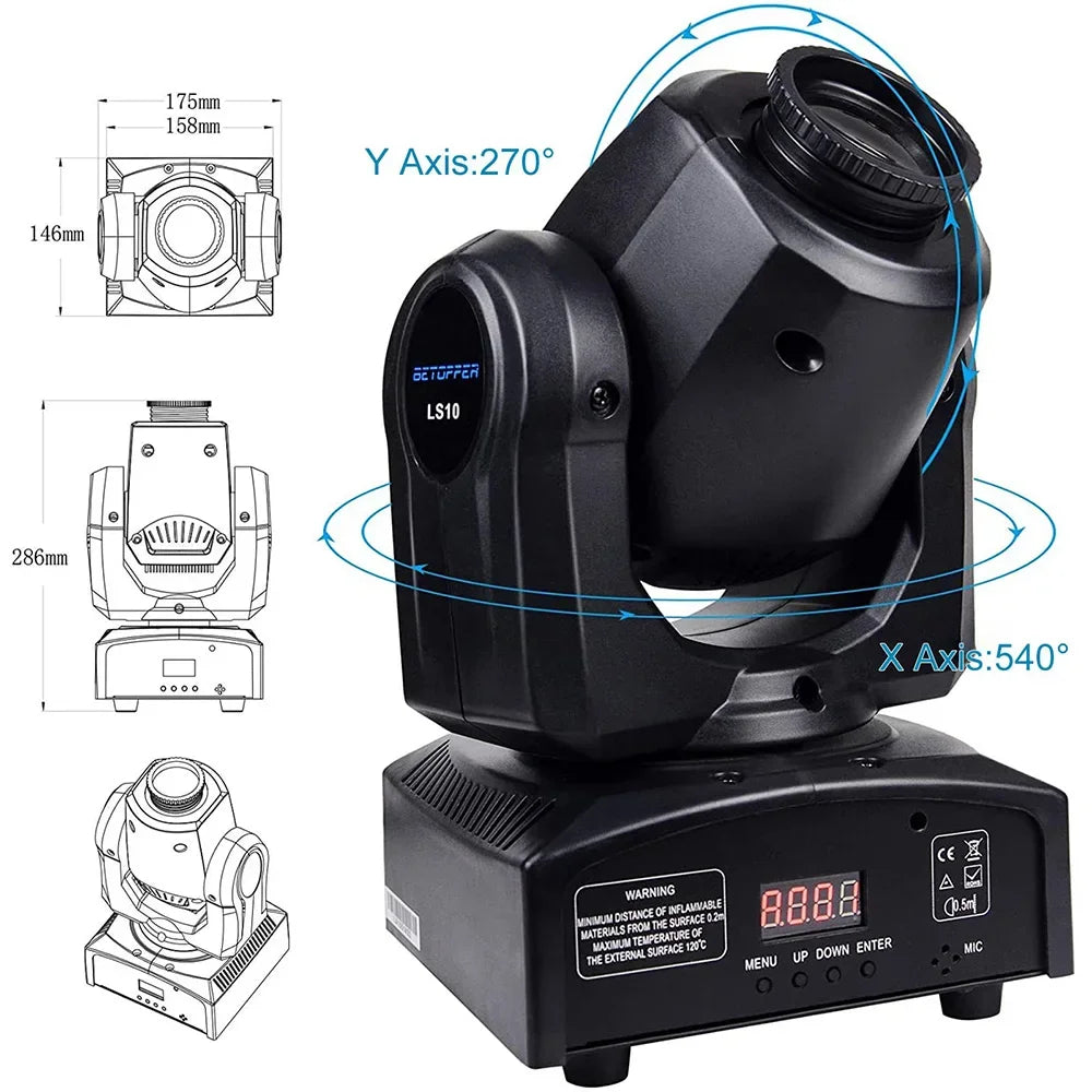 Decorbites™ Großer Wagen 100W Spot Moving Head Bühnenbeleuchtung - DMX-Steuerung, Muster-Effekt