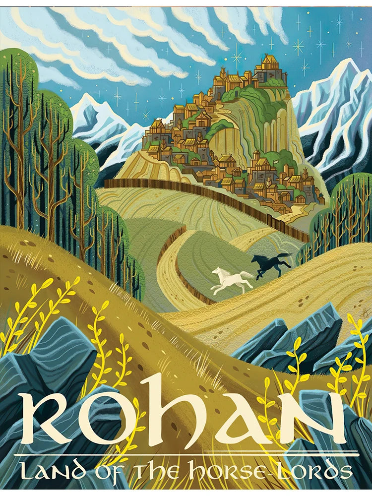 Abstract Ring Art Retro Travel Poster Canvas Painting Vintage Film Mordor Castle Lord Magic Wall Kid Bed Room Home Decor Picture