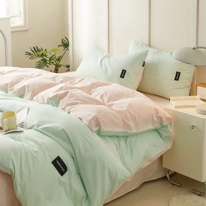 Decorbites™ beidseitiges farbabstimmendes Baumwoll-Bettwäsche-Set für Erwachsene