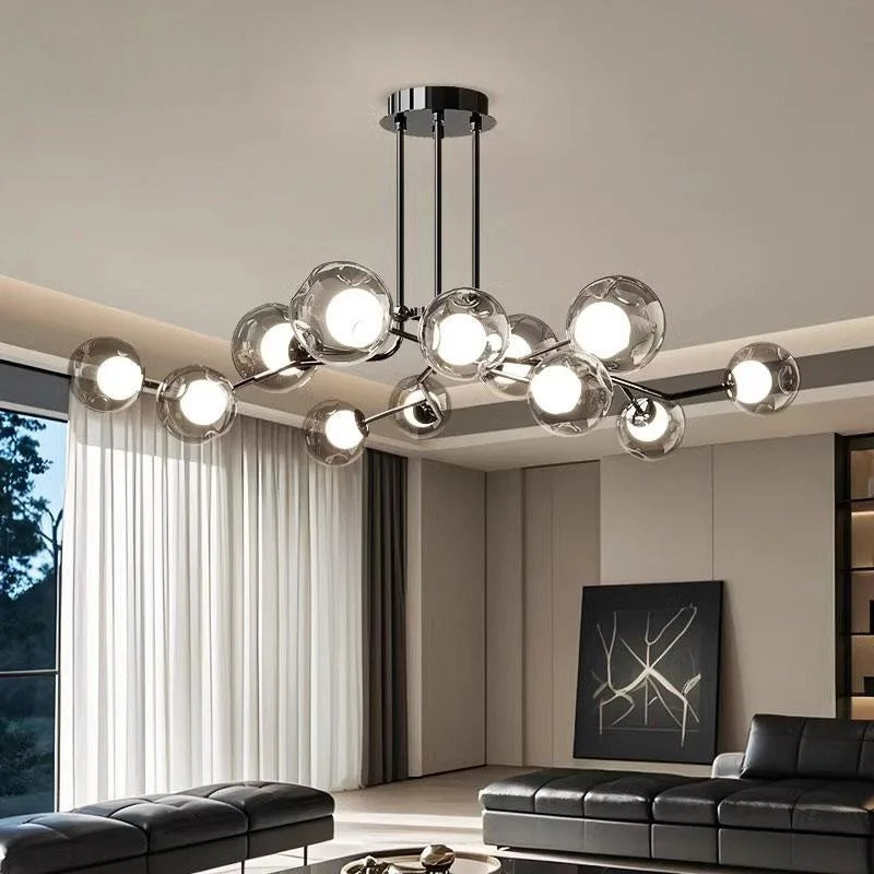 Decorbites™ Glasgloben Schwarz LED Hängelampe Kronleuchter – Nordischer Stil Esszimmer Dekoration