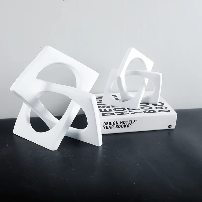 DecorBites™ Geometric Cross Square Ring Sculpture White - Home Decor Ornament