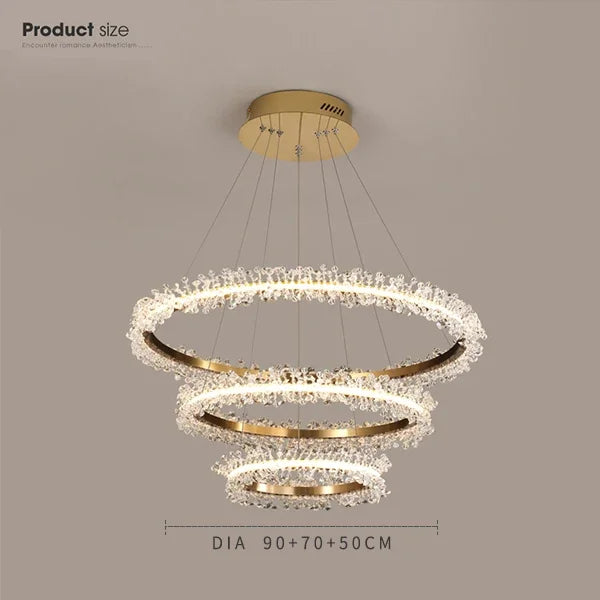 Gold Crystal Ring Chandelier Dia90cm Living Room
