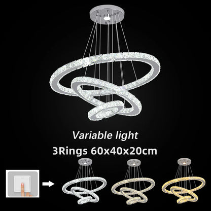 Decorbites™ Kristall-Chrom-LED-Hängeleuchter-Ringe für Wohnzimmer und Schlafzimmer