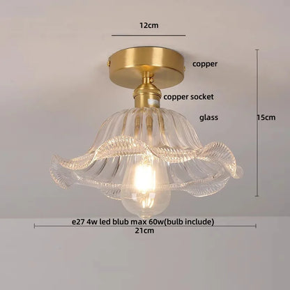 DecorBites™ Glass LED Ceiling Light for Living Room, Modern Copper Canopy, Nordic Style Fixtures