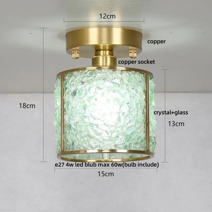 DecorBites™ Crystal Glass LED Ceiling Light Copper Canopy Nordic Modern Design