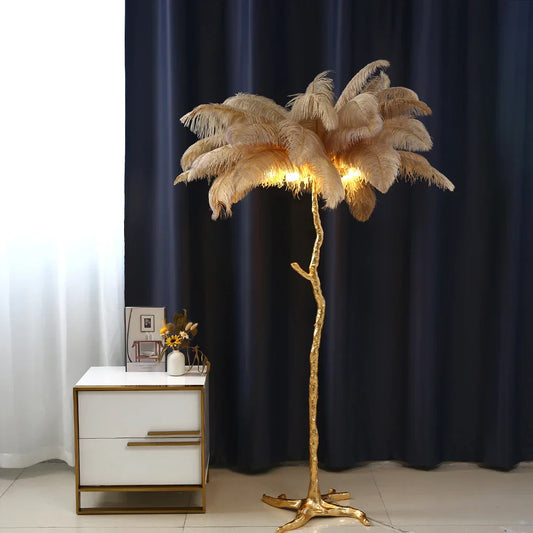 Decorbites™ Elegante Straußenfeder-Stehlampe für Heimdekoration & Beleuchtung
