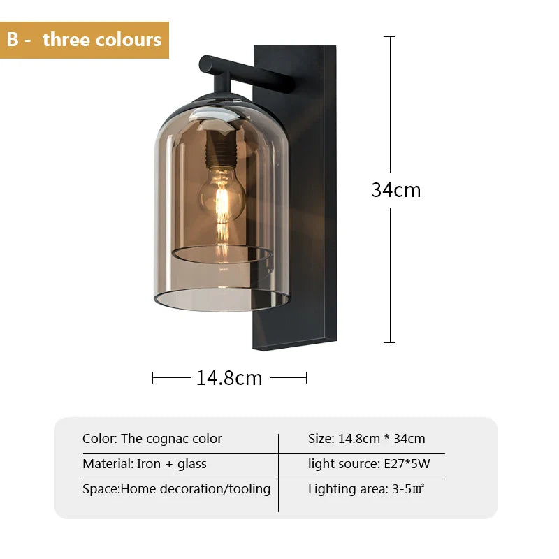 DecorBites™ Double Glass Wall Art Light - Luxury Nordic Style for Bedroom and Aisle Decor