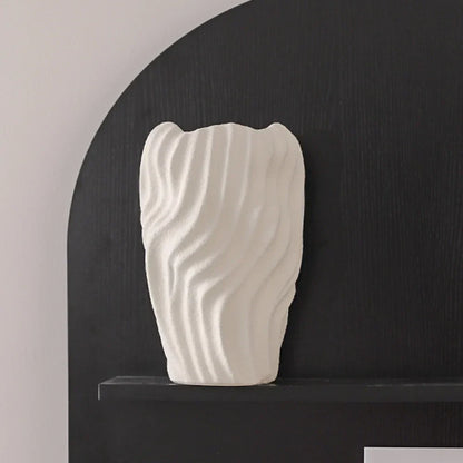 Decorbites™ Unregelmäßige Wellenmuster Keramikvase Weißer Topf Heimdekoration