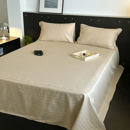 DecorBites™ Luxe Cotton Satin Stripe Bed Sheet Set with 2 Pillowcase