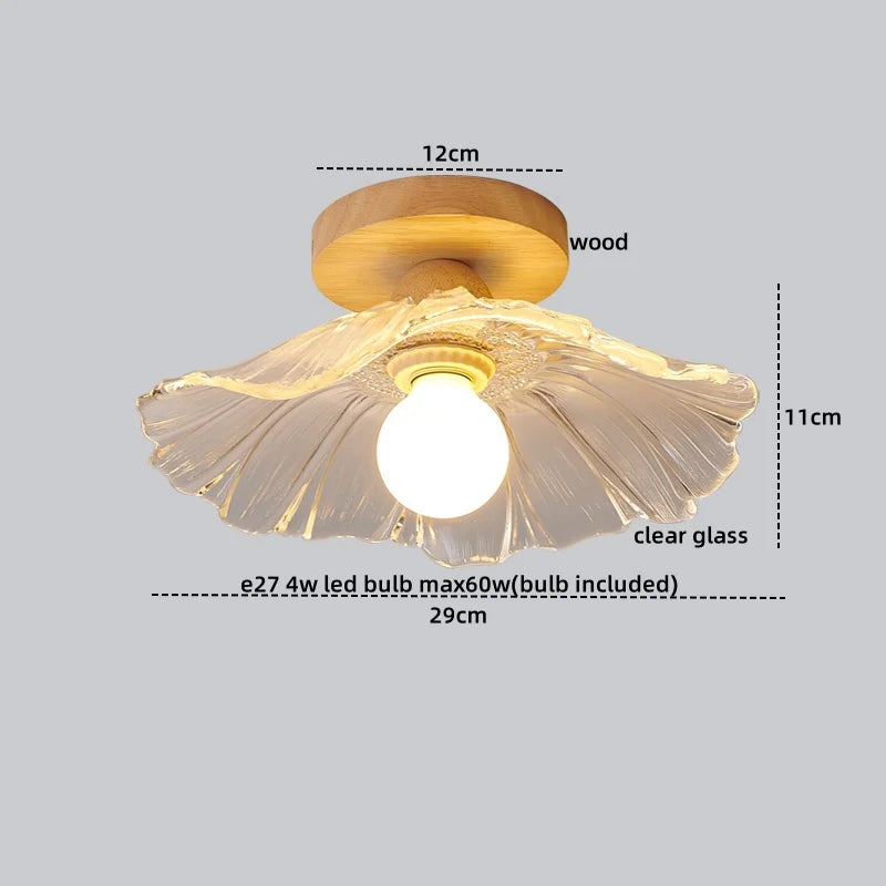 DecorBites™ Crystal Wood LED Ceiling Lamp Clear Glass Modern Indoor Lighting