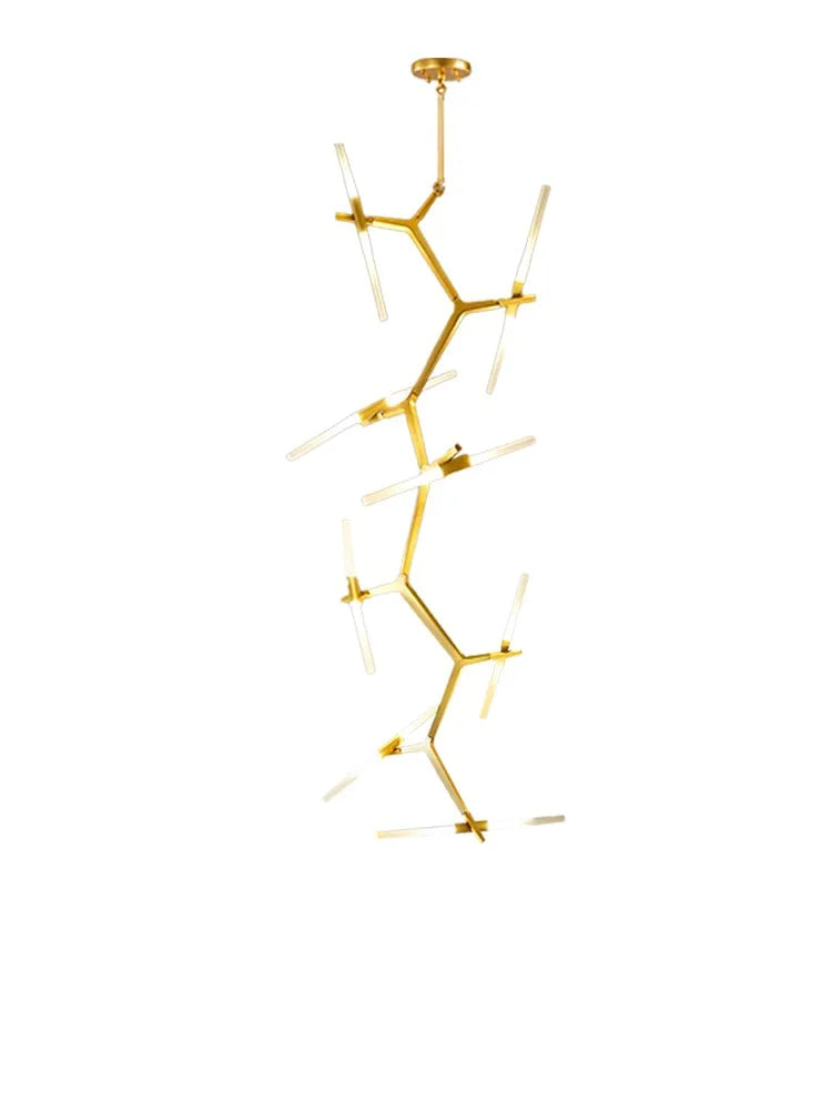 Gold Branch LED Chandelier For Staircase