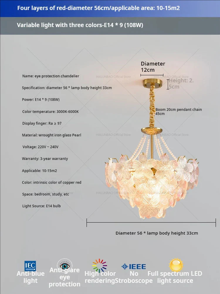 Decorbites™ Glas Blume Prinzessin Zimmer LichtLux Postmodern Französisch Creme Wind Lampe