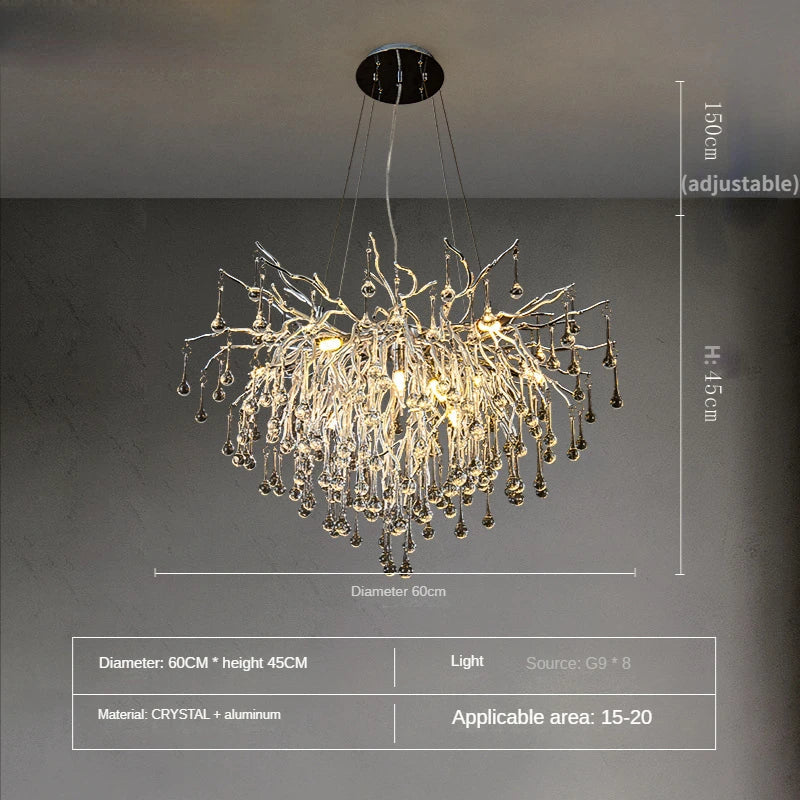 Decorbites™ Kristall-Wassertropfen-Zweige-Kronleuchter LED-Beleuchtungskörper für Halle und Wohnzimmer