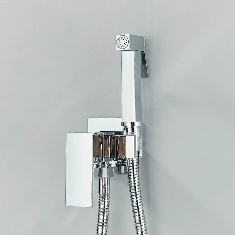 DecorBites™ Bidet Shower Faucet Set: Matte Black Brass Hygienic Spray Tap with Hot/Cold Mixer