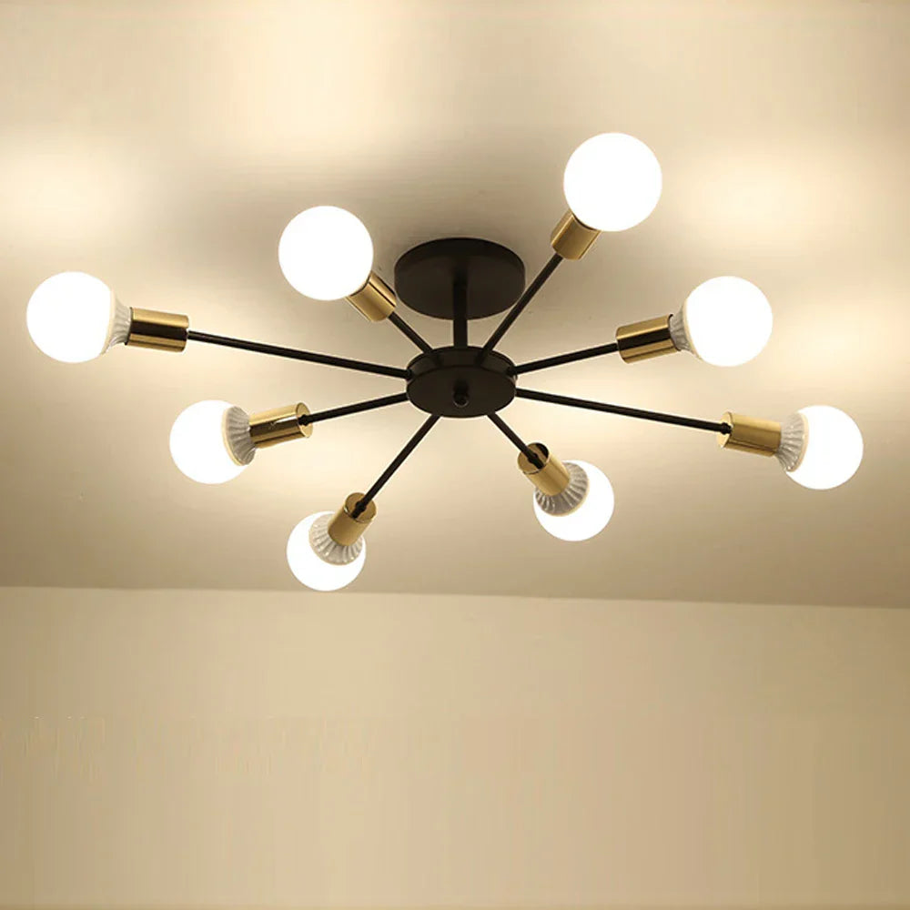 Decorbites™ Industrielle Stange Eisen Holz Sputnik Kronleuchter Deckenlampe LED E27 Heimbeleuchtung