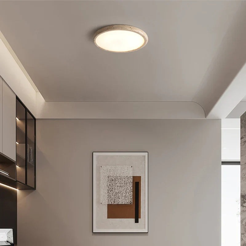 DecorBites™ Golden Black Brass LED Ceiling Lamp Marble Finish Flush Mount Light