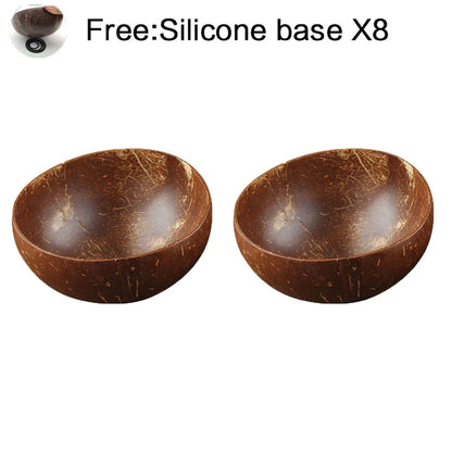 Decorbites™ Kokosnussschalen-Set mit Holzlöffel: Natürliches handgefertigtes Tischgeschirr für Desserts, Früchte, Salate