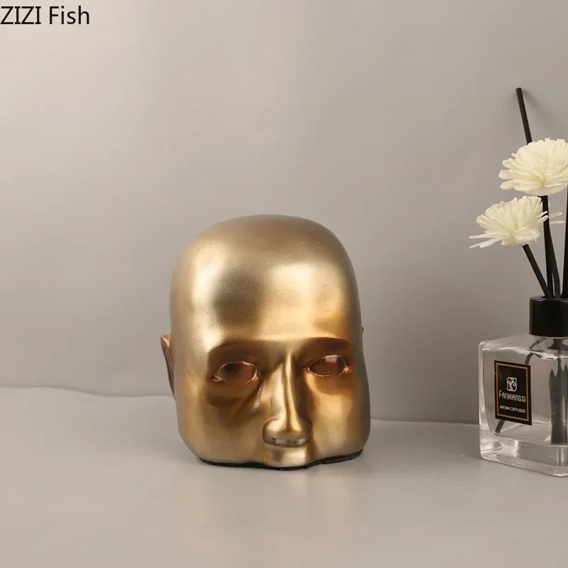 Decorbites™ Abstrakte Harz-Skulptur-Ornament | Moderne Goldene Charakter-Tischdekoration