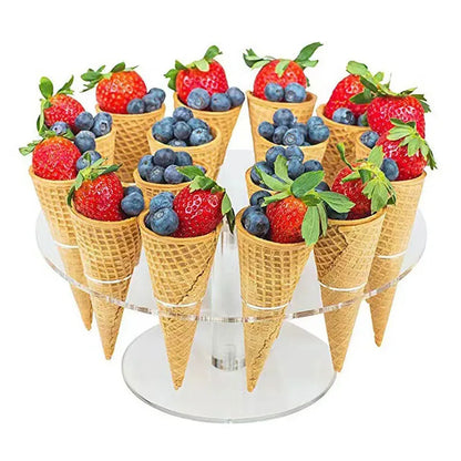 Decorbites™ Eiscreme-Waffelhalter-Ständer: Robuste Acryl-Display-Rack für Cupcakes & Waffeln