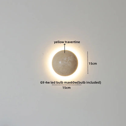 Decorbites™ LED Wandlampe Gelber Travertin-Stein Schlafzimmer Arbeitszimmer Café Holz Basis Treppenlicht