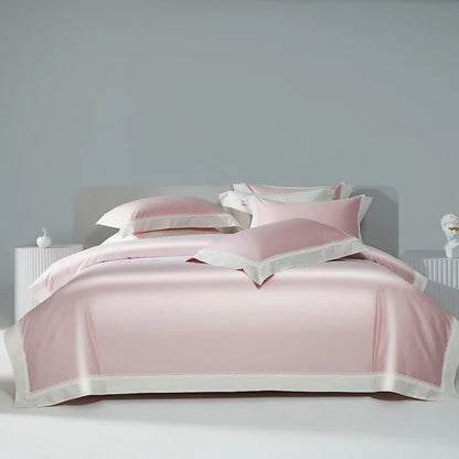 DecorBites™ Lace Patchwork Bedding Set: 1200TC Egyptian Cotton Duvet Cover, Sheet, Pillowcases