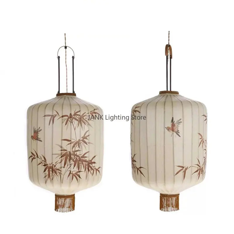 Decorbites™ Bambusblatt-Muster-Laterne Hängelampe – Handgemalte japanische Stil-Raumdekoration