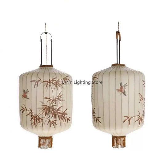 Decorbites™ Bambusblatt-Muster-Laterne Hängelampe – Handgemalte japanische Stil-Raumdekoration