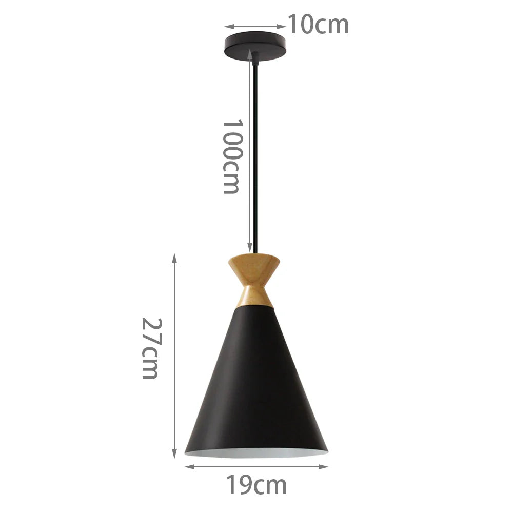 Black Wood Industrial Pendant Light