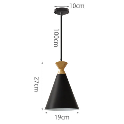 Black Wood Industrial Pendant Light