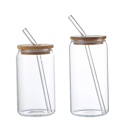 Decorbites™ Glas-Trinkbecher mit Bambusdeckel – Hochwertiges Borosilikatglas-Tee-, Saft- und Kaffeetasse